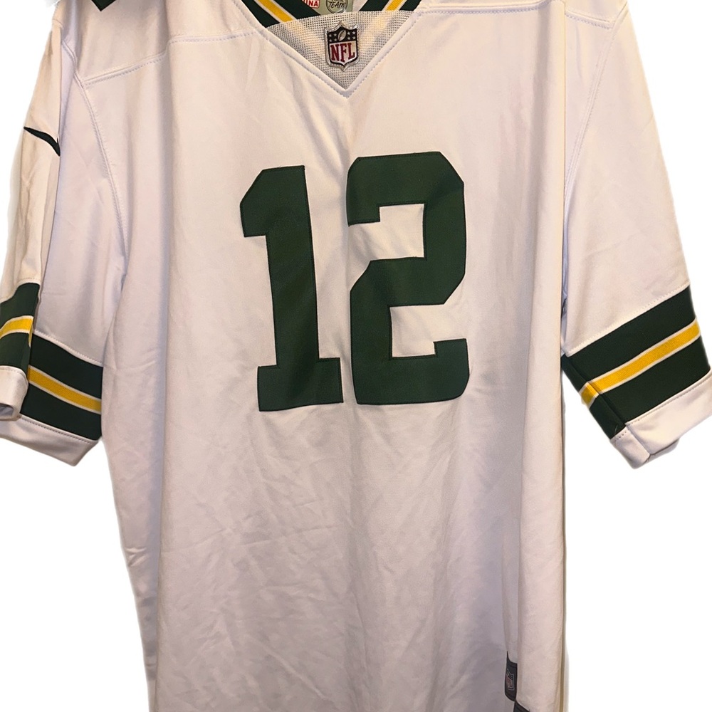 NFL White and Green Men's Jersey